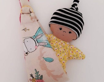 Rag dolls ring sling and baby sewing pattern and tutorial sling and baby, (rag doll pattern sold separate)