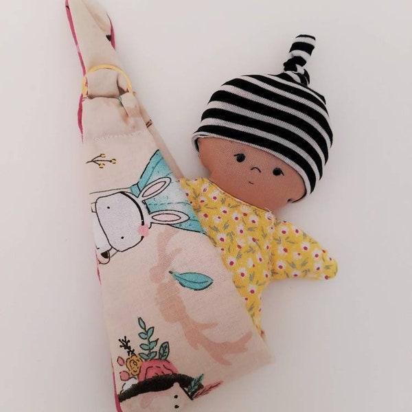 Rag dolls ring sling and baby sewing pattern and tutorial sling and baby, (rag doll pattern sold separate)