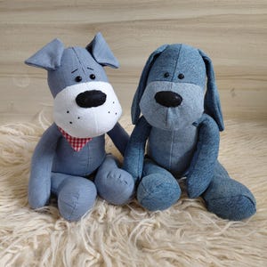 Buster the dog plush memory bear sewing pattern and tutorial pdf digital download.