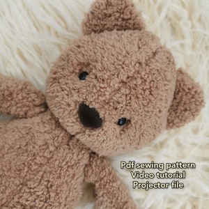 plushie bear sewing pattern and tutorial, memory bear, video tutorial.