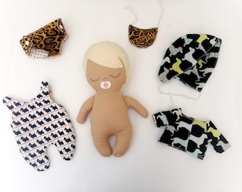Baby Doll Clothes Sewing Pattern: Bonnet, Romper, Bib, Diaper (PDF Pattern)