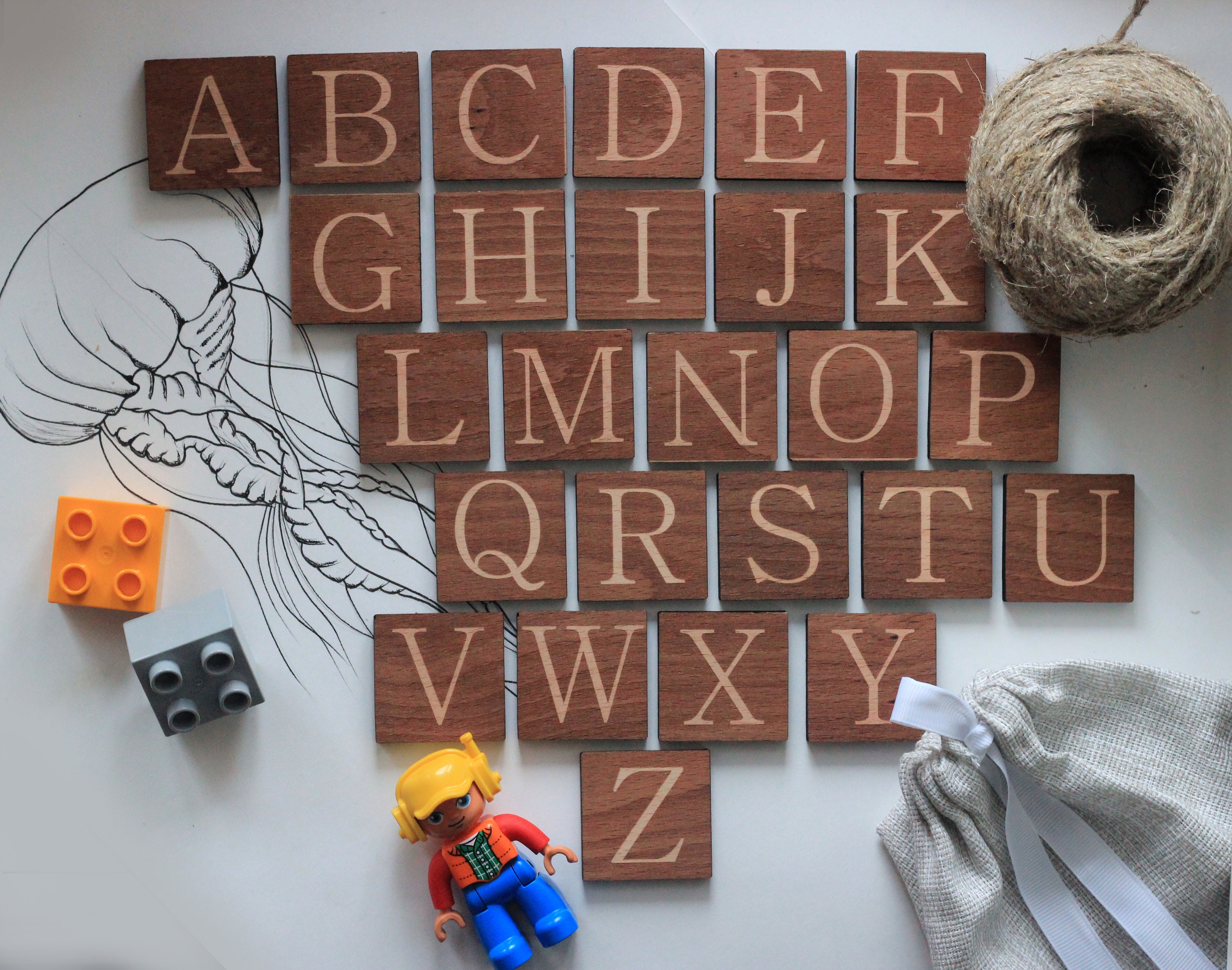 Wooden alphabet puzzle Wooden ABC blocks Uppercase | Etsy