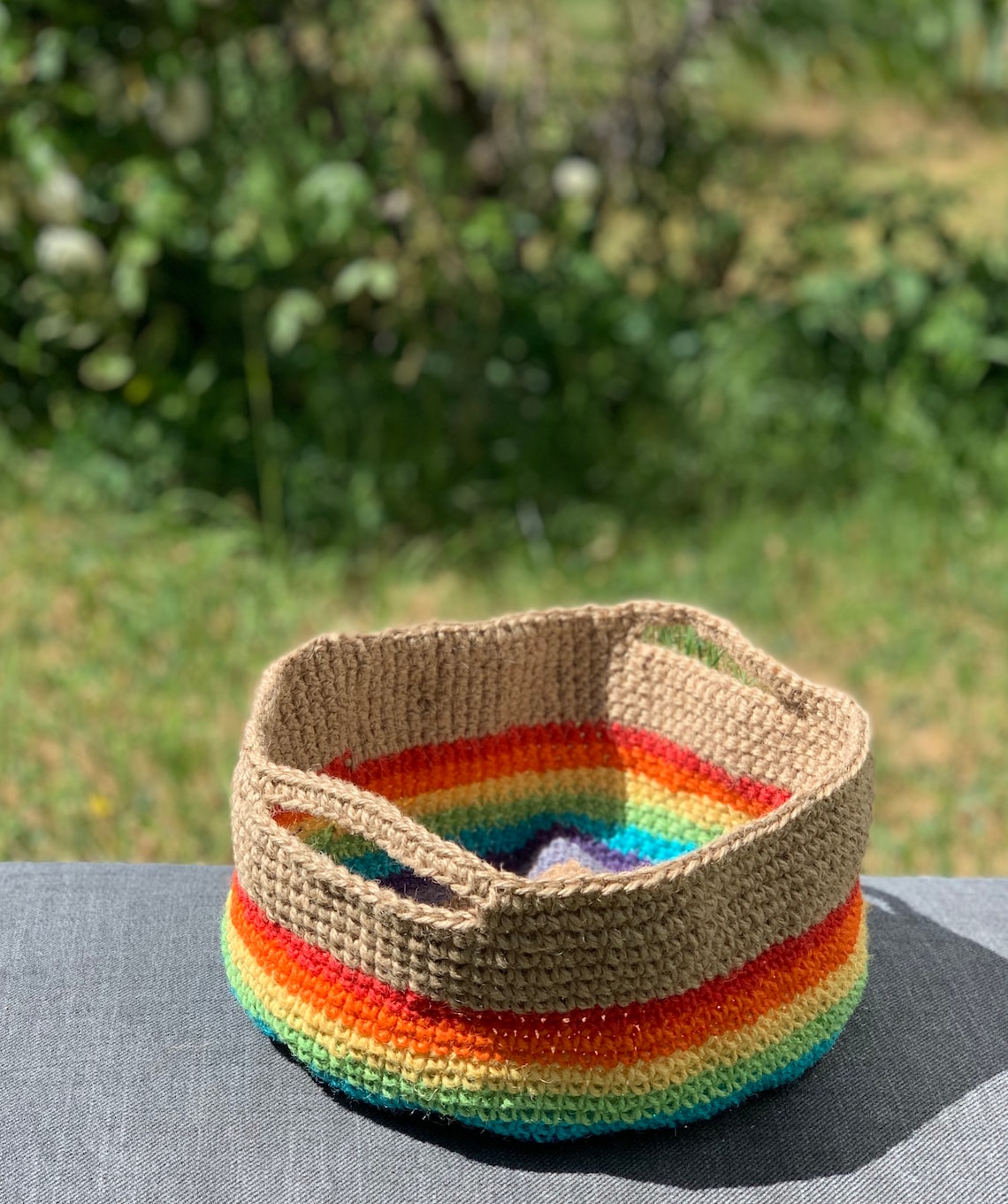 Twine basket large Rainbow Etsy