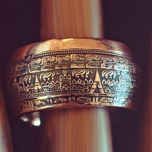 Aztec Mayan Ring, Aztec Coin Ring, Aztec Calendar, Aztec, Mayan, Copper Coin Ring, copper bullion, copper ring, mayan jewelry copper jewelry