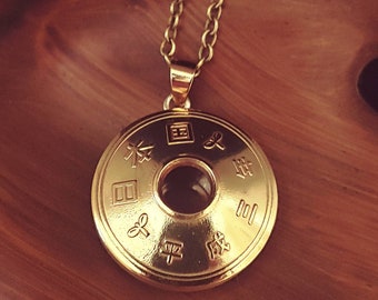 Japanese Yen coin pendant, 24" brass chain with lobster claw, coin jewelry, coin necklace, Japanese, vintage, upcycle