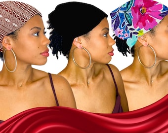 Custom Satin-Lined Headband: Wide Bandana Style, Elasticated Back