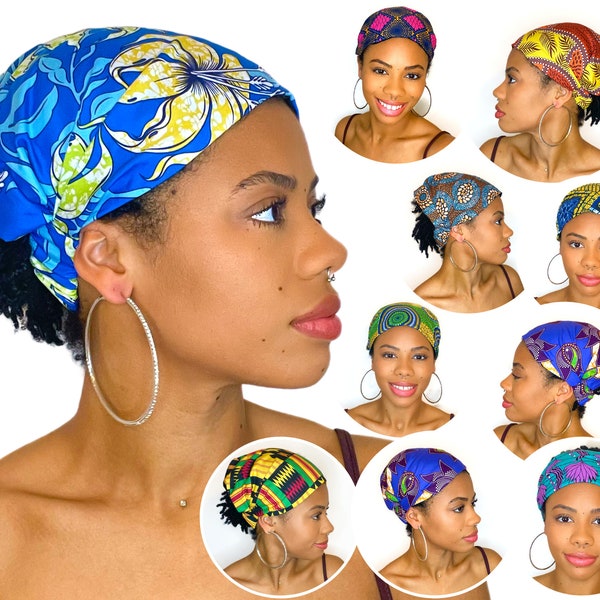 SATIN LINED Wide HEADBAND, Wide ankara style band, Many colors, 10 inch wide, elasticated, African wax print, women's