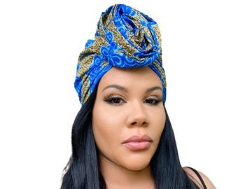 Pre Tied Hair Wrap and Mask Combo Set, Black and White  display picture 3
