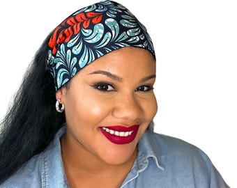 Satin-Lined African Print Headband: Wide Tie-Back Styling
