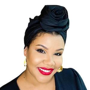 Rose Pre-tied Satin-Lined Head Wrap: Protective Hair Styling