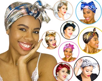 Bonnet en satin soyeux, écharpe de nuit, turban pour femme, cadeau de chimio, coiffure protectrice, foulard, boucles, afro, alopécie, pour elle, femme, maman, soeur