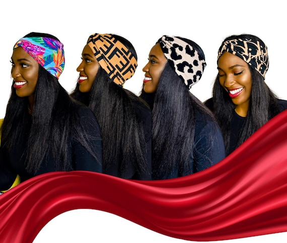 Satin-Lined Headband: Extra Wide Stretchy Turban Style Head Wrap