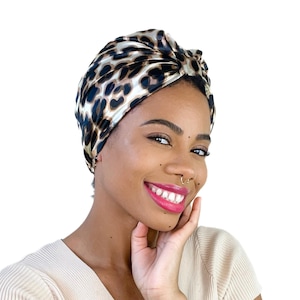 Leopard Print Luxury Satin Sleep Turban