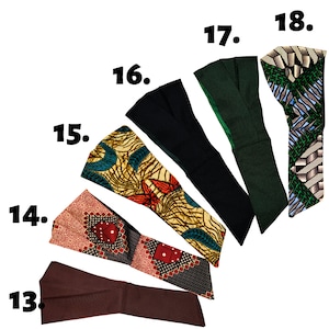 Pode incluir: Um conjunto de 6 faixas de cabe&ccedil;a em v&aacute;rias cores e padr&otilde;es, incluindo preto, verde, marrom, vermelho e amarelo. As faixas de cabe&ccedil;a s&atilde;o numeradas de 13 a 18.