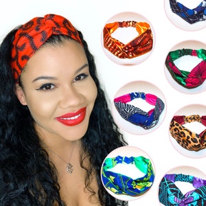 SATIN LINED HEADBAND, Ankara Twist style band, Many colors, 3 inch wide elasticated headband, African wax print, women's
