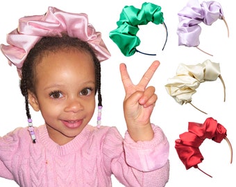 KIDS SCRUNCHIE HEADBAND, Satin kids hair accessory, statement head piece, protective styling