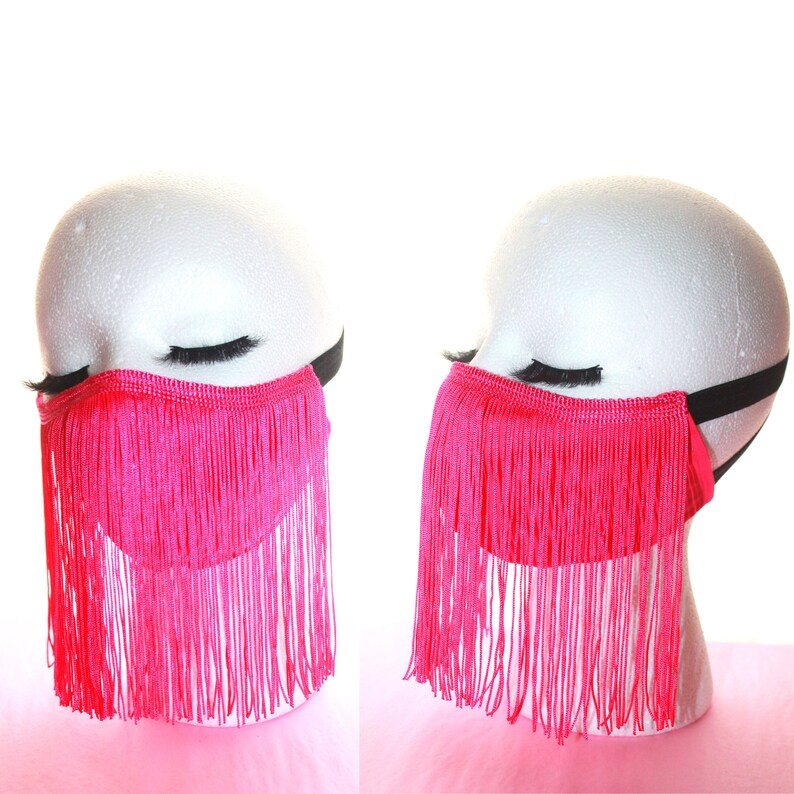 TASSEL FRINGE FACE mask with filter pocket orville peck mask Etsy