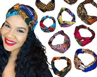 WIDE TURBAN HEADBAND, headwrap style, african print, Ankara print, elastic band, headtie, women's headband