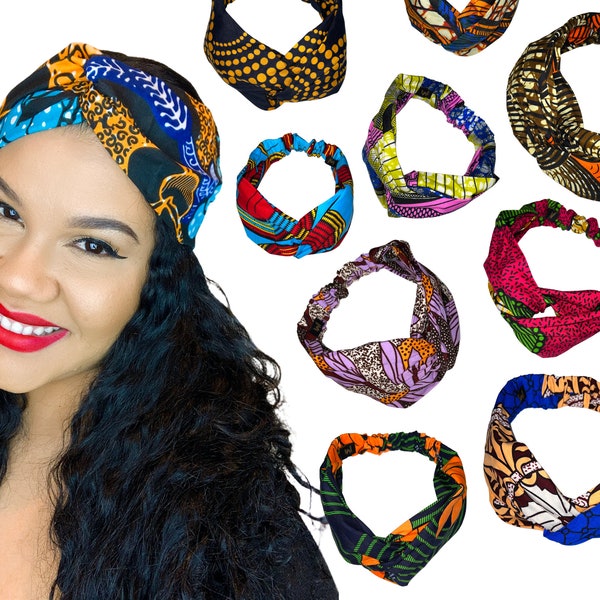 WIDE TURBAN HEADBAND, headwrap style, african print, Ankara print, elastic band, headtie, women's headband