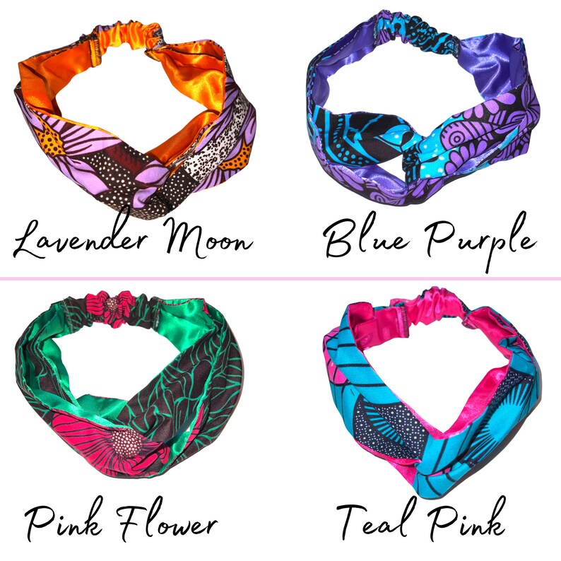 SATIN LINED HEADBAND Ankara Twist Style Band Many Colors 3 Etsy