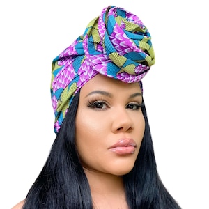 Rose Pre-tied Head Wrap: Satin-Lined Turban Headscarf