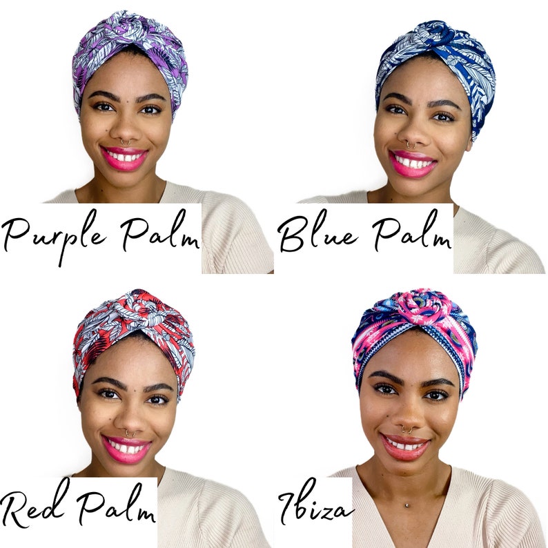 PRETIED TURBAN HEADWRAP, Turbante, Sombrero de mujer, Nudo elástico, giro, Gorra, regalo de quimioterapia, verde azulado, estilo protector, pañuelo en la cabeza, sombrero de quimioterapia, alopecia imagen 4