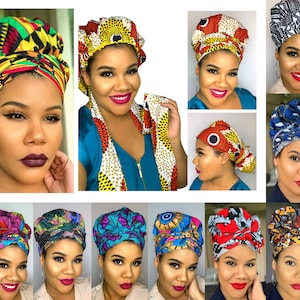 SATIN LINED HEADWRAP Bonnet, sleep cap, scrub hat, lightweight, protective style turban, African print, headtie, covering, Ankara