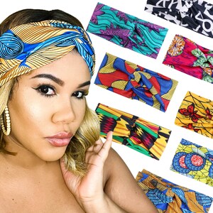 STRETCHY TWIST HEADBAND, Kids, Adult, Custom size, Wide, African print, Abstract Print, headwrap style, spandex band, head tie, gift for her