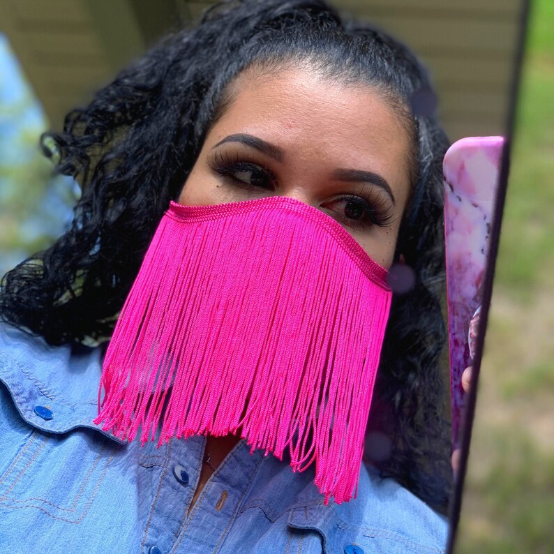 TASSEL FRINGE FACE mask with filter pocket orville peck mask Etsy