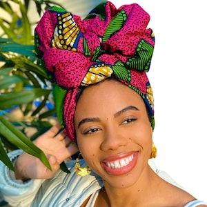 Satin Lined Ankara Head Wrap: Extra Large Freestyle Scarf