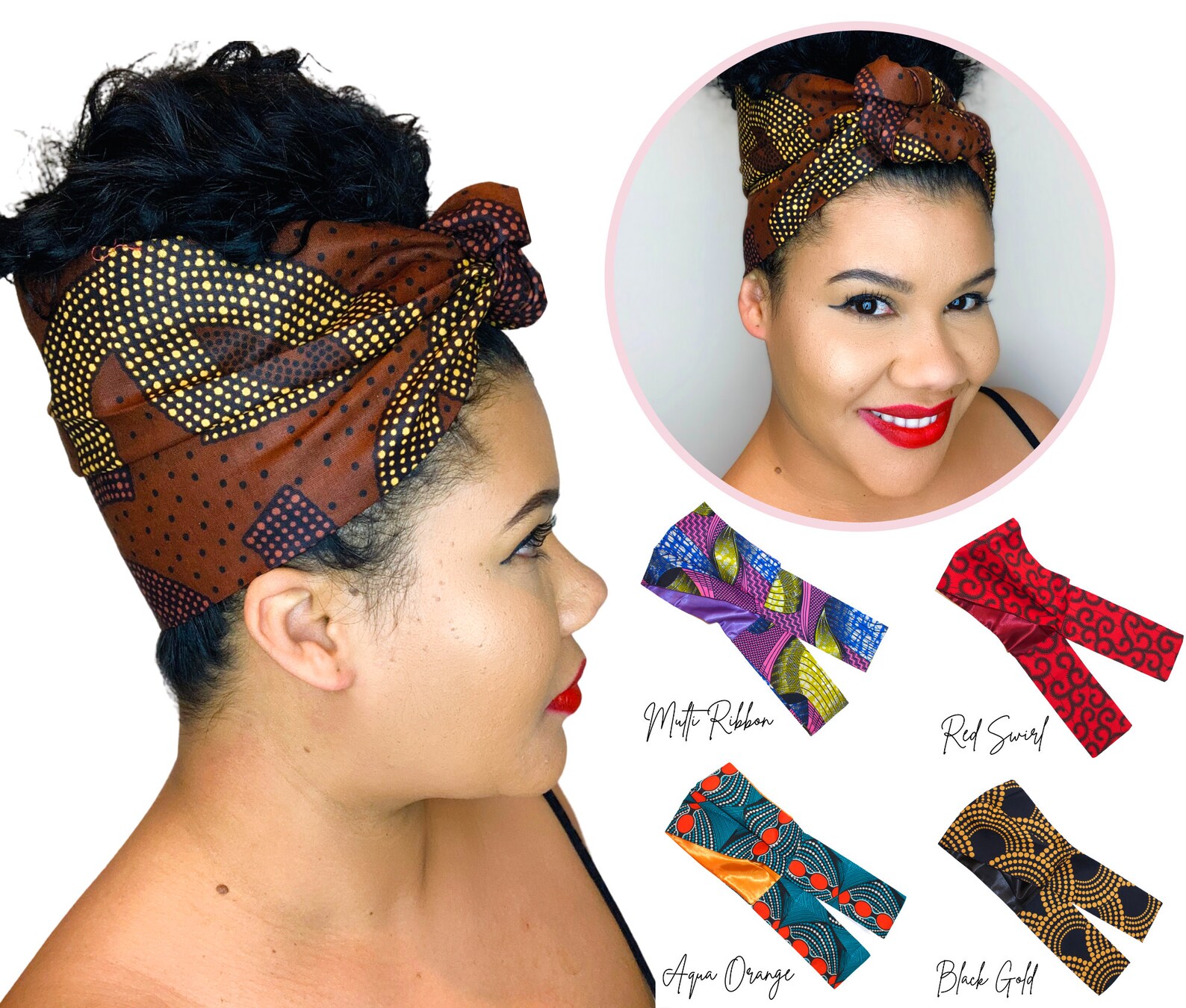 WIDE SATIN LINED 2Way tie on Headband 8 inches headtie Etsy