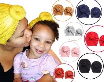 MOMMY & ME HEADWRAP, pre-tied donut turban, kids donut headwrap protective styling, curly hair, afro, alopecia, chemo gift