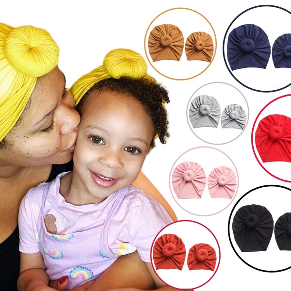 MOMMY & ME HEADWRAP, pre-tied donut turban, kids donut headwrap protective styling, curly hair, afro, alopecia, chemo gift