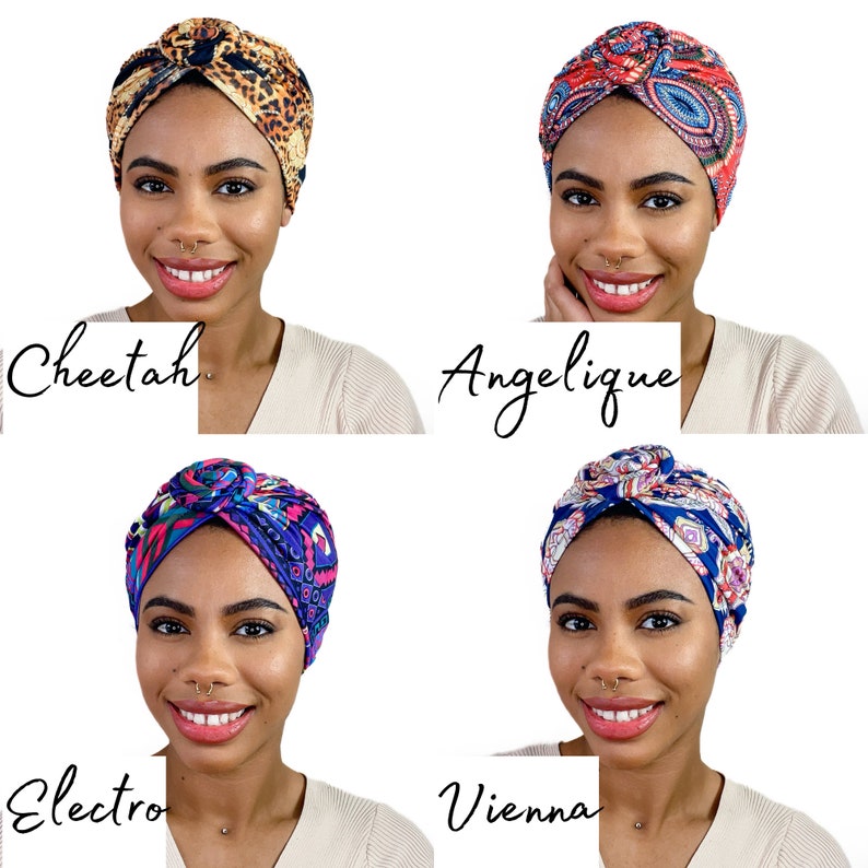 PRETIED TURBAN HEADWRAP, Turbante, Sombrero de mujer, Nudo elástico, giro, Gorra, regalo de quimioterapia, verde azulado, estilo protector, pañuelo en la cabeza, sombrero de quimioterapia, alopecia imagen 3