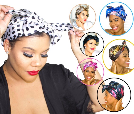 Satin Bonnet for Black Women, Silk Bonnet for Curly Hair Wraps for  Sleeping, Satin Scarf for Hair Wrapping at Night