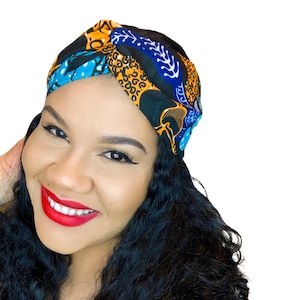 WIDE TURBAN HEADBAND, headwrap style, african print, Ankara print, elastic band, headtie, women's headband