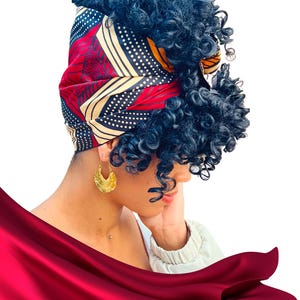 Wide SATIN LINED SCARF, 9 inch X 35 inch, Freestyle Ankara Wrap, Not Pre-tied, Bold prints, head tie, headband, covering, gift for her curls