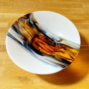 Handcrafted Glass Art Bowl: Golden Cascade Design, Lake District Artisan Bowl