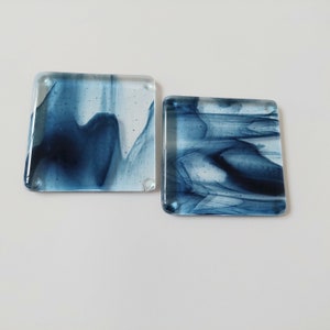 Coniston Water Dark Blue and Crystal Clear Fused Glass Coasters (Ruskin Collection) - Kiln Formed Glass Art Handcrafted in the Lake District