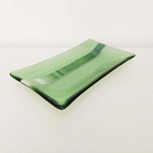 Handmade Fern Green Fused Glass Platter: Lake District Art Dish