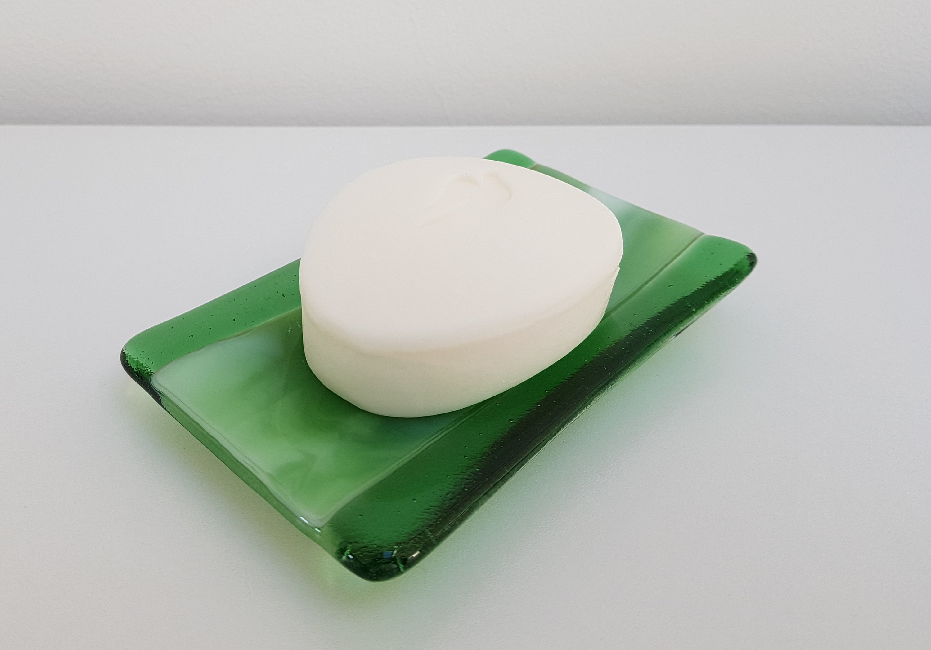 Lakeland Reflections Spring Green & White Glass Soap Dish/ Etsy