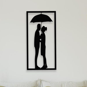 Romantic Wall Art, Metal Wall Decor, Couple Silhouette, Love Wall Art,Modern Home Decor,Bedroom Wall Art,Abstract Couple Art,Black Metal Art