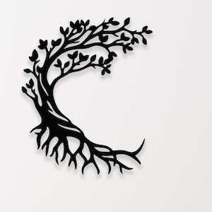 Moon tree, Metal Tree Decor,Metal Wall Art, Tree Metal Art, Nature Wall Art, Tree of Life Art, Tree Silhouette Art, Abstract Tree Art