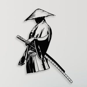 Samurai Metal Art, Warrior Wall Decor, Katana Wall Art, Japanese Metal Art, Steel Samurai Sign, Bushido Wall Art, Zen Warrior Decor