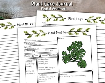 Plant Care Journal Digital Download Houseplant Care Notebook Planner Garden Tracker Indoor Plant Logbook