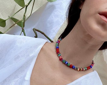 Beaded necklace | Bead necklace | Colourful beads | Colourful necklace