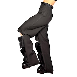 Black cut-out pants | Wide-leg pants | High-waist pants | Avant-garde pants