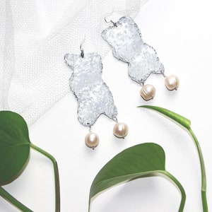 Stainless steel earrings | Freshwater pearls | Statement earrings | Fashion earrings
