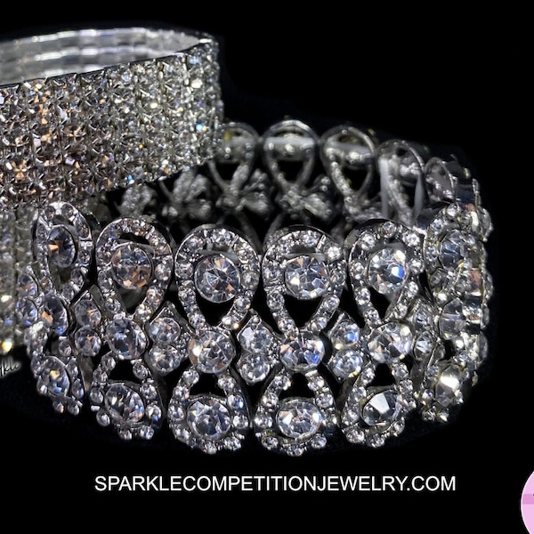 Silver Crystal Rhinestone Bracelet "Infinity" -Bikini Competition Jewelry, Wedding Bracelet, Prom Bracelet, Pageant Jewelry, Sparkly