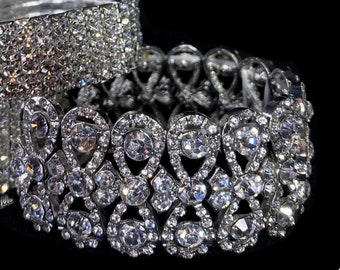 Silver Crystal Rhinestone Bracelet "Infinity" -Bikini Competition Jewelry, Wedding Bracelet, Prom Bracelet, Pageant Jewelry, Sparkly